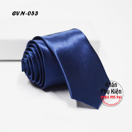 Cavat Nam Unisex Màu Xanh Dương, Lụa Trơn Bóng - Mã CVN053 (5cm)