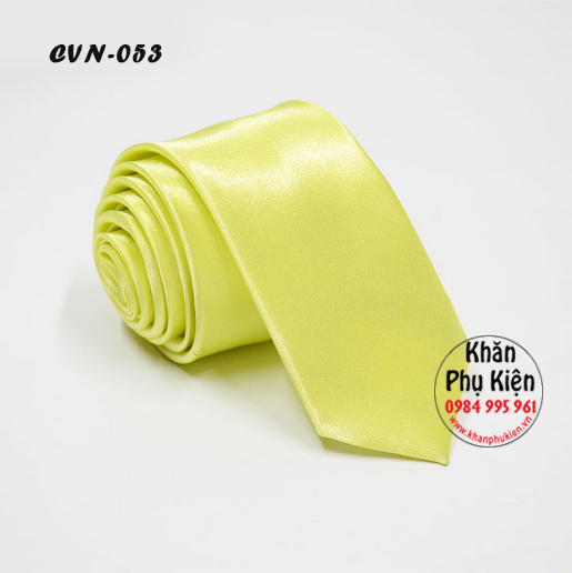Cavat Nam Unisex Màu Vàng Chanh, Lụa Trơn Bóng - Mã CVN053 (5cm)