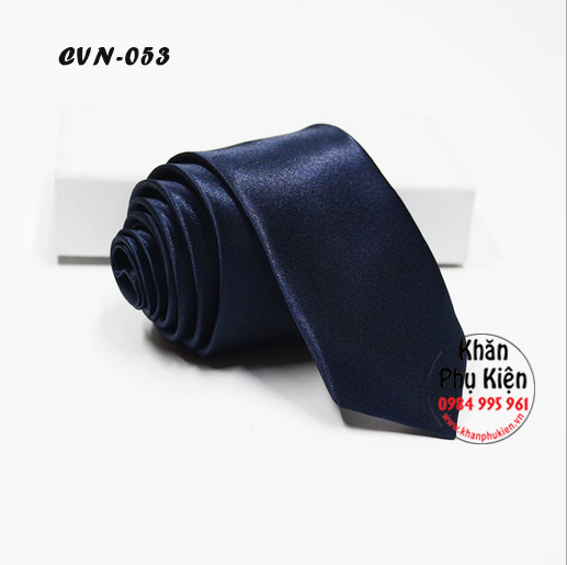 Cavat Nam Unisex Màu Xanh Đen, Lụa Trơn Bóng - Mã CVN053 (5cm)