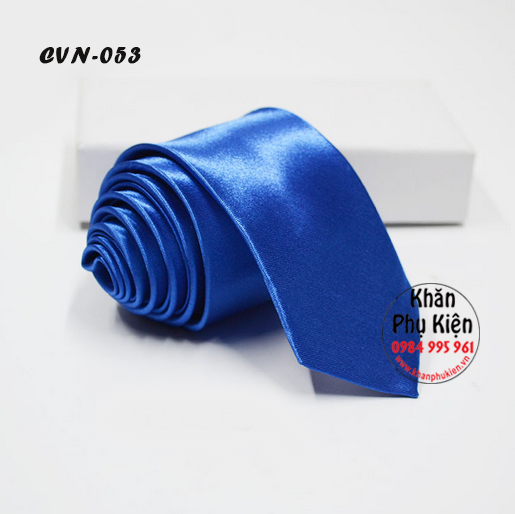 Cavat Nam Unisex Màu Xanh Nước Biển, Lụa Trơn Bóng - Mã CVN053 (5cm)