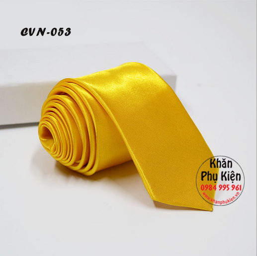 Cavat Nam Unisex Màu Vàng Cúc, Lụa Trơn Bóng - Mã CVN053 (5cm)