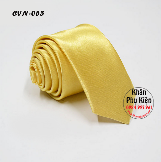 Cavat Nam Unisex Màu Vàng, Lụa Trơn Bóng - Mã CVN053 (5cm)