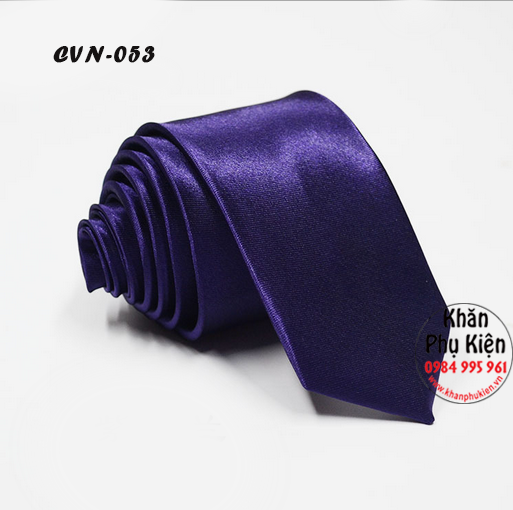 Cavat Nam Unisex Màu Tím Than, Lụa Trơn Bóng - Mã CVN053 (5cm)