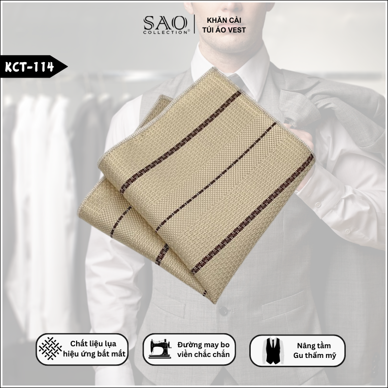 Pocket Square Khăn Cài Túi Áo Vest Nam (KCT114)