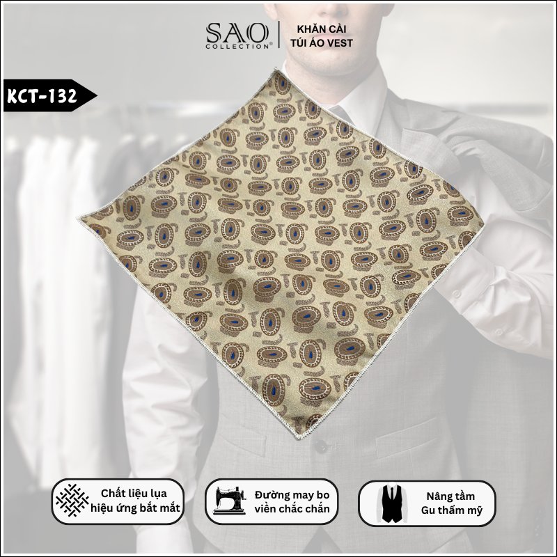 Pocket Square Khăn Cài Túi Áo Vest Nam (KCT132)