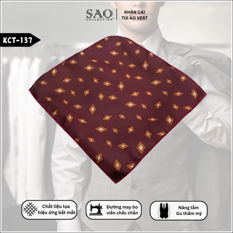 Pocket Square Khăn Cài Túi Áo Vest Nam (KCT137)