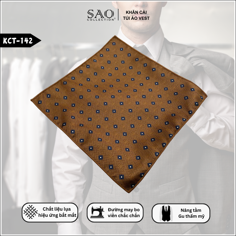 Pocket Square Khăn Cài Túi Áo Vest Nam (KCT142)
