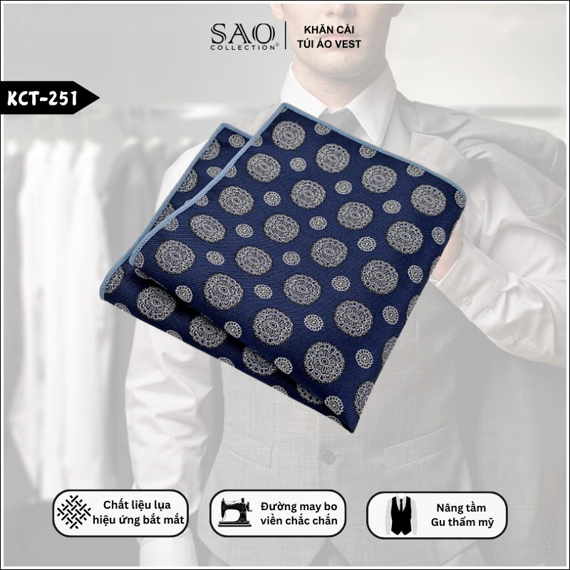 Pocket Square Khăn Cài Túi Áo Vest Nam (KCT251)