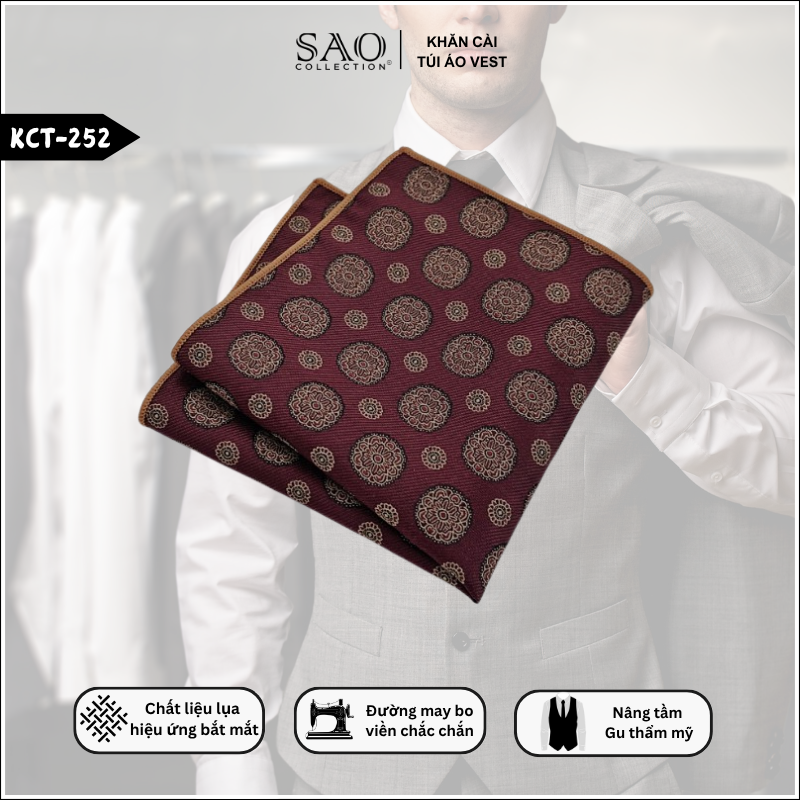 Pocket Square Khăn Cài Túi Áo Vest Nam (KCT252)