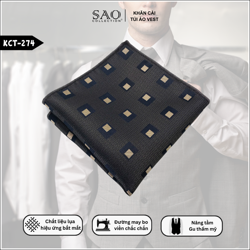 Pocket Square Khăn Cài Túi Áo Vest Nam (KCT274)