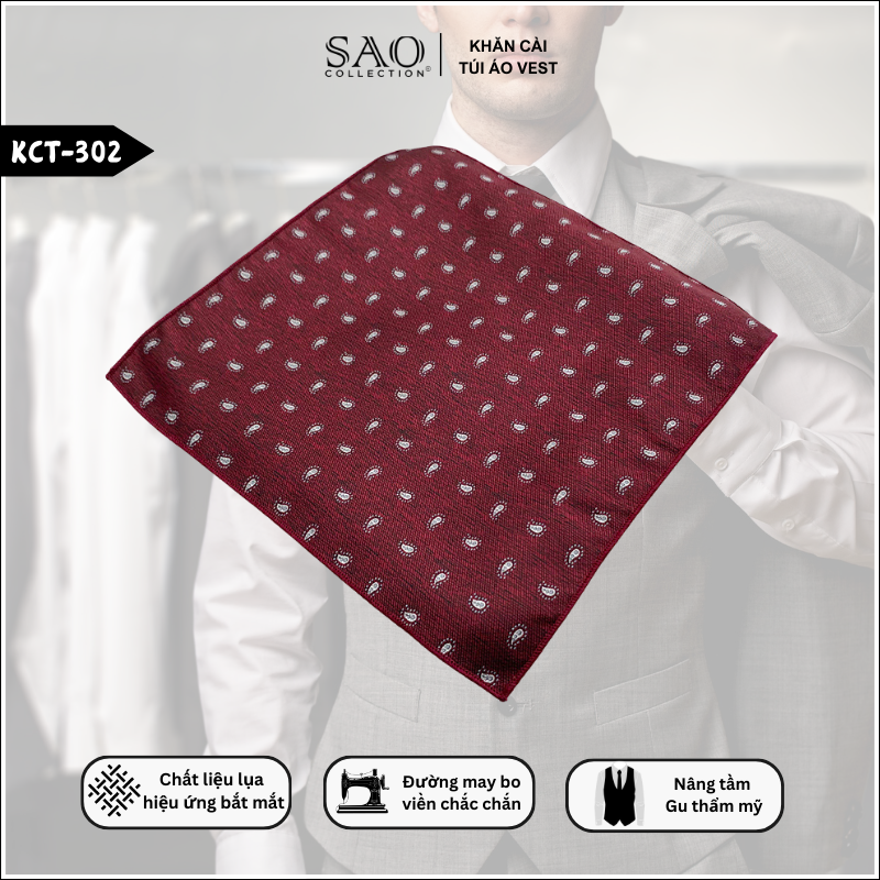 Pocket Square Khăn Cài Túi Áo Vest Nam (KCT302)
