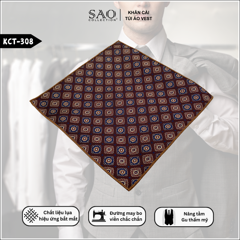 Pocket Square Khăn Cài Túi Áo Vest Nam (KCT308)