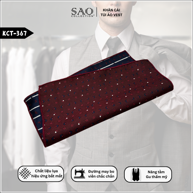 Pocket Square Khăn Cài Túi Áo Vest Nam (KCT367)