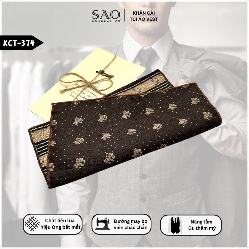 Pocket Square Khăn Cài Túi Áo Vest Nam (KCT374)