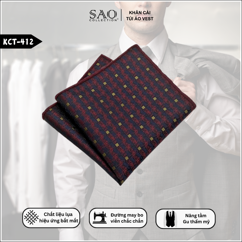 Khăn Cài Túi Áo Vest Nam – Pocket Square Nam Lịch Lãm Cho Doanh Nhân (KCT412)