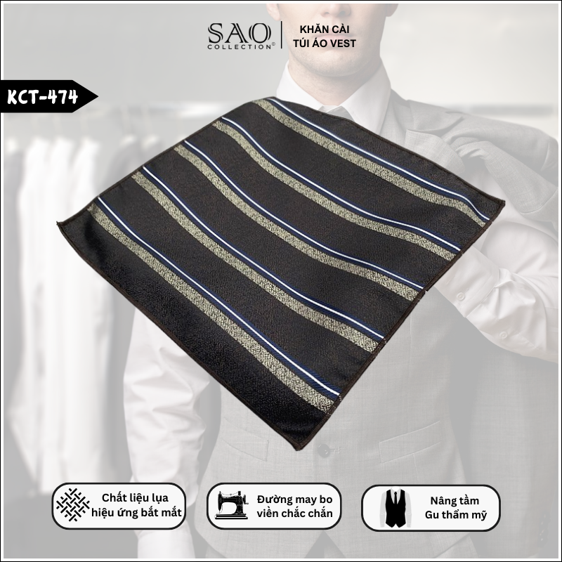 Khăn Cài Áo Vest Nam – Pocket Square Phối Đồ Cưới Hỏi, Dự Tiệc, Đi Làm (KCT474)