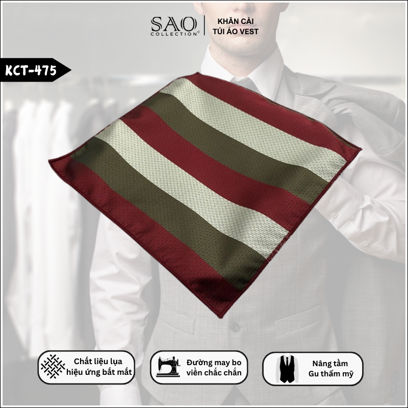 Khăn Cài Áo Vest Nam – Pocket Square Phối Đồ Cưới Hỏi, Dự Tiệc, Đi Làm (KCT475)