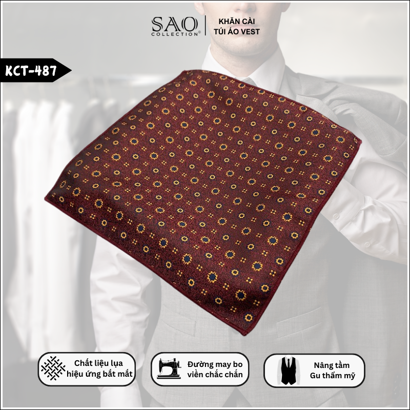 Khăn Cài Áo Vest Nam – Pocket Square Phối Đồ Cưới Hỏi, Dự Tiệc, Đi Làm (KCT487)