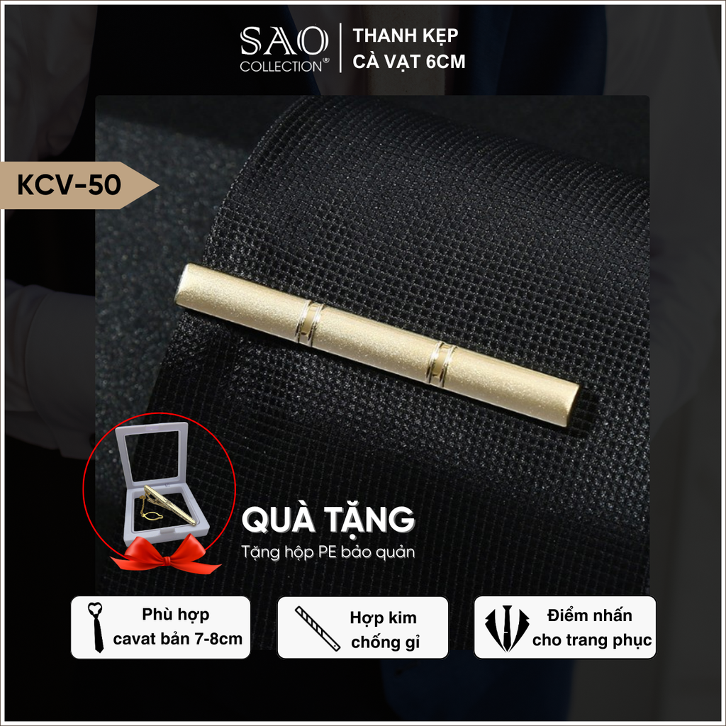 Kẹp Cà Vạt Nam Cao Cấp Nhiều mầu 6cm – Phiên Bản Giới Hạn - Lịch Lãm Cho Doanh Nhân Sang Trọng (KCV50)