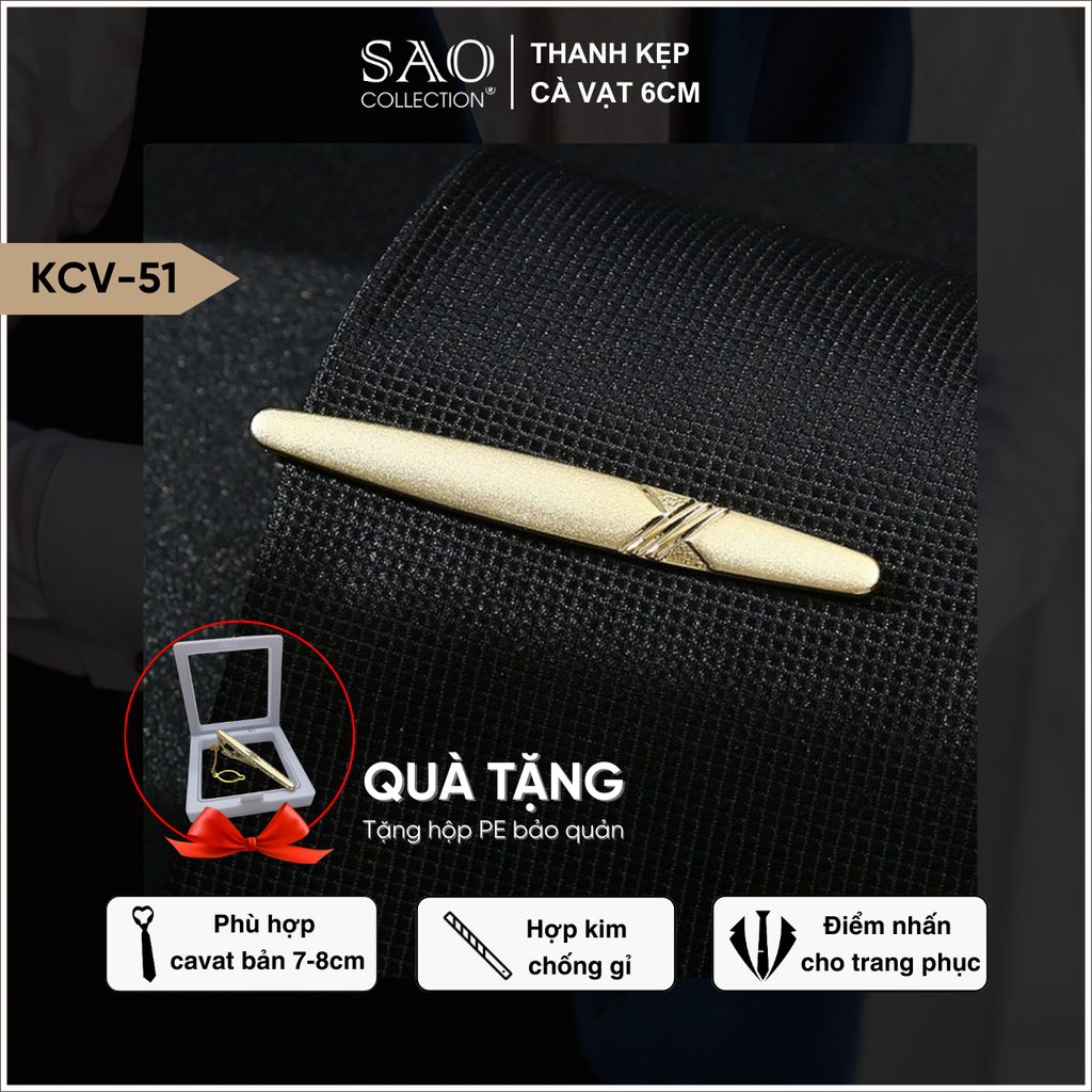 Kẹp Cà Vạt Nam Cao Cấp Nhiều mầu 6cm – Phiên Bản Giới Hạn - Lịch Lãm Cho Doanh Nhân Sang Trọng (KCV51)