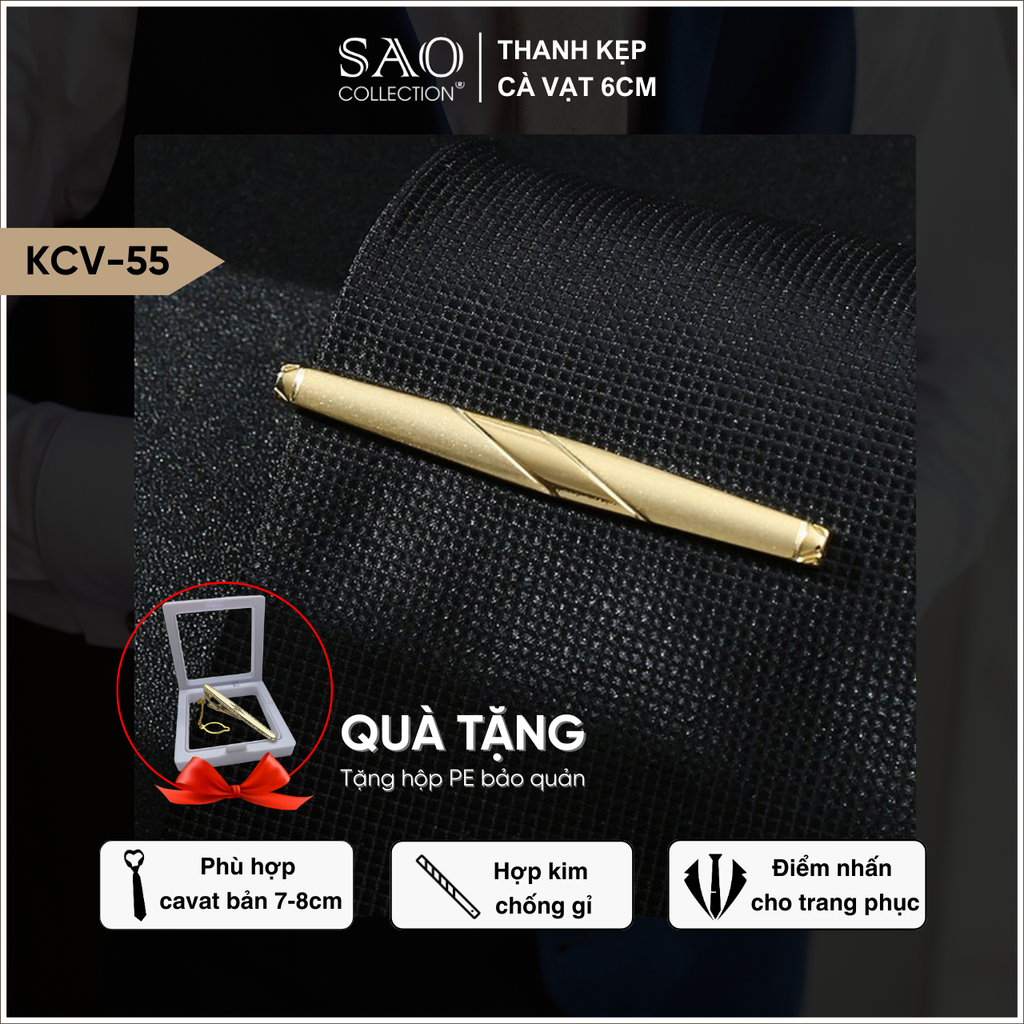 Kẹp Cà Vạt Nam Cao Cấp Nhiều mầu 6cm – Phiên Bản Giới Hạn - Lịch Lãm Cho Doanh Nhân Sang Trọng (KCV55)