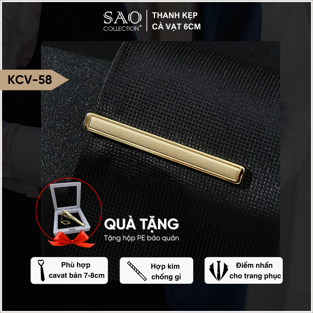 Kẹp Cà Vạt Nam Cao Cấp Nhiều mầu 6cm – Phiên Bản Giới Hạn - Lịch Lãm Cho Doanh Nhân Sang Trọng (KCV58)