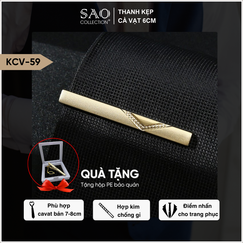 Kẹp Cà Vạt Nam Cao Cấp Nhiều mầu 6cm – Phiên Bản Giới Hạn - Lịch Lãm Cho Doanh Nhân Sang Trọng (KCV59)