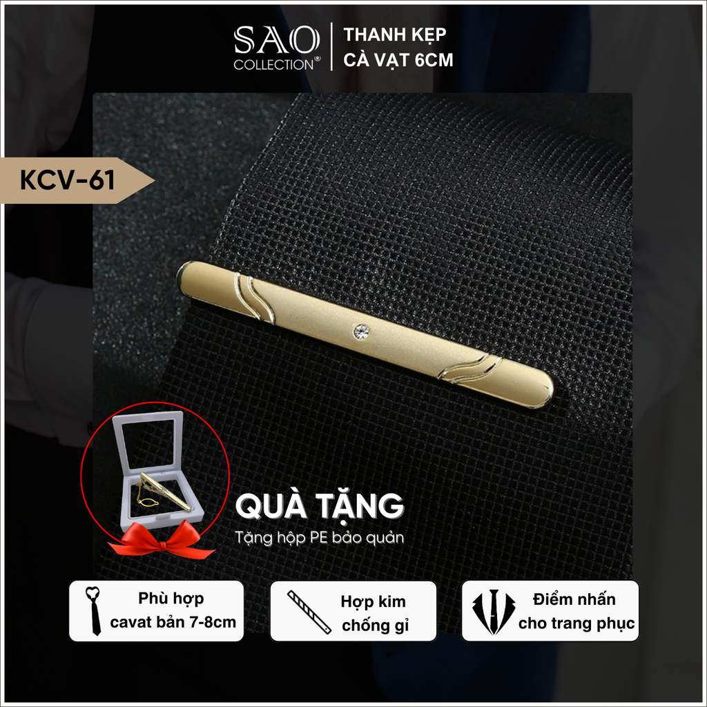Kẹp Cà Vạt Nam Cao Cấp Nhiều mầu 6cm – Phiên Bản Giới Hạn - Lịch Lãm Cho Doanh Nhân Sang Trọng (KCV61)