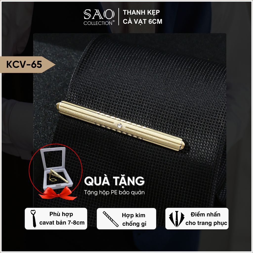 Kẹp Cà Vạt Nam Cao Cấp Nhiều mầu 6cm – Phiên Bản Giới Hạn - Lịch Lãm Cho Doanh Nhân Sang Trọng (KCV65)