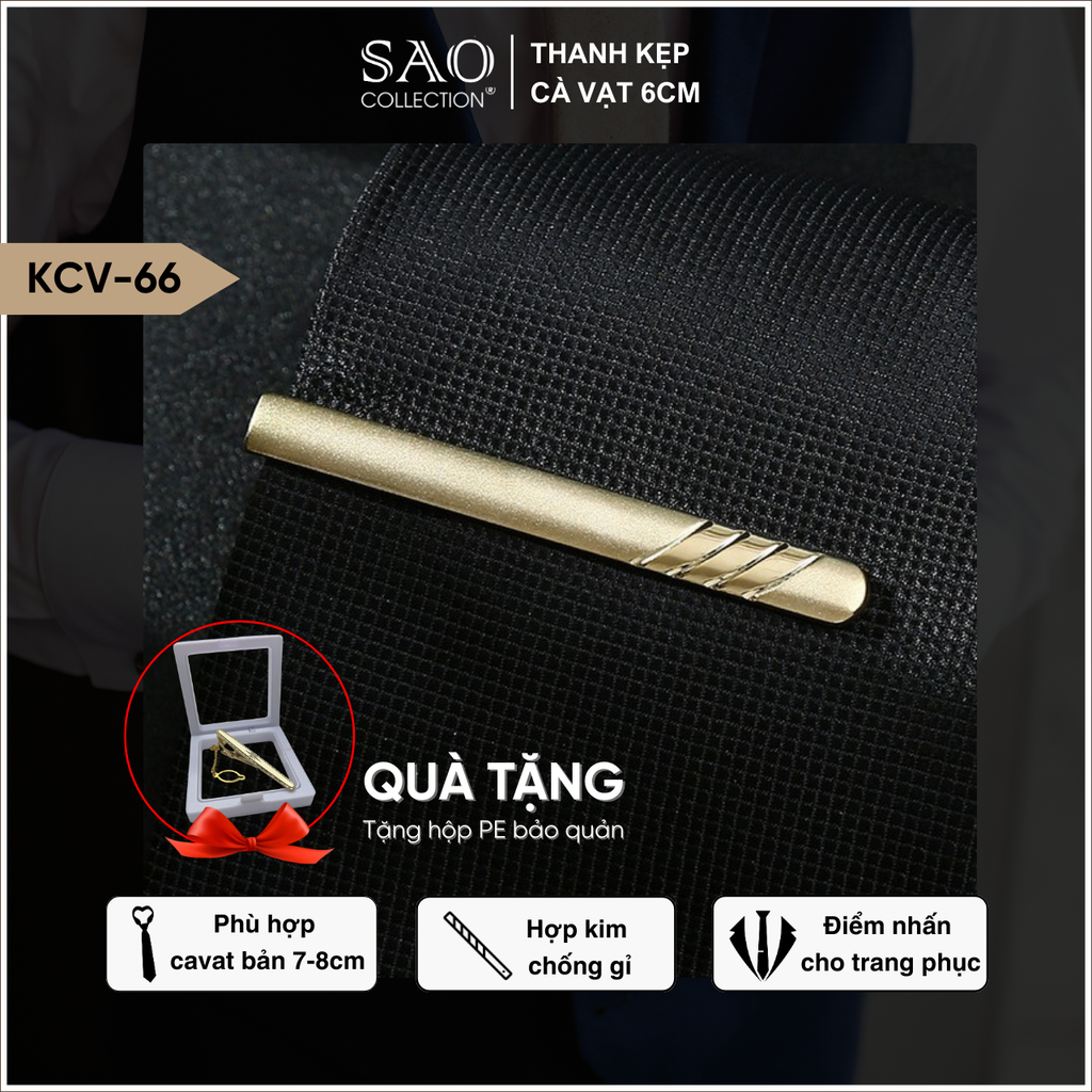 Kẹp Cà Vạt Nam Cao Cấp Nhiều mầu 6cm – Phiên Bản Giới Hạn - Lịch Lãm Cho Doanh Nhân Sang Trọng (KCV66)
