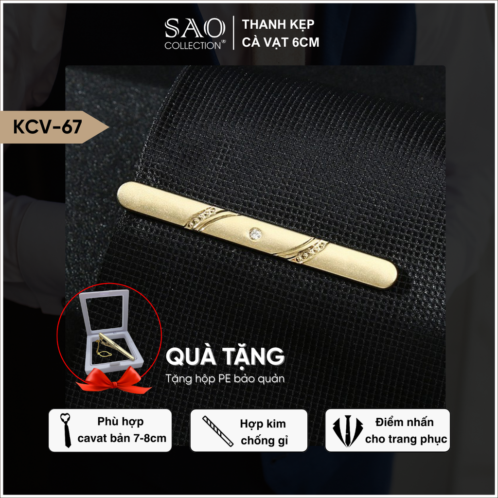 Kẹp Cà Vạt Nam Cao Cấp Nhiều mầu 6cm – Phiên Bản Giới Hạn - Lịch Lãm Cho Doanh Nhân Sang Trọng (KCV67)