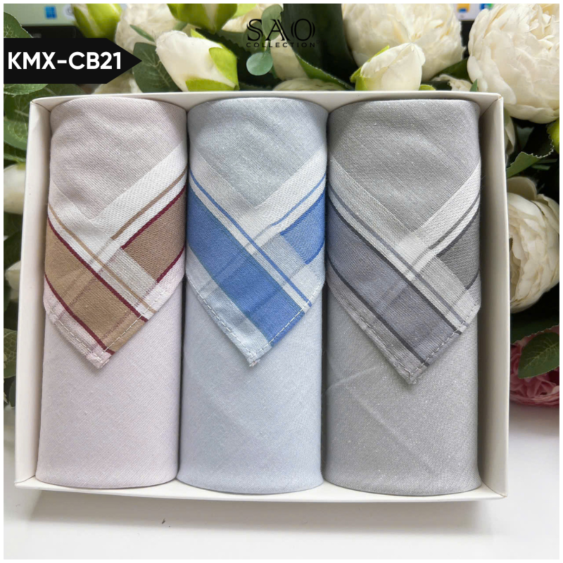 Khăn Tay Nam Set 3 Khăn Mùi Xoa Cotton Mềm Mại Thấm Hút Tốt Quà Tặng Dành Cho Nam (KMXCB21)