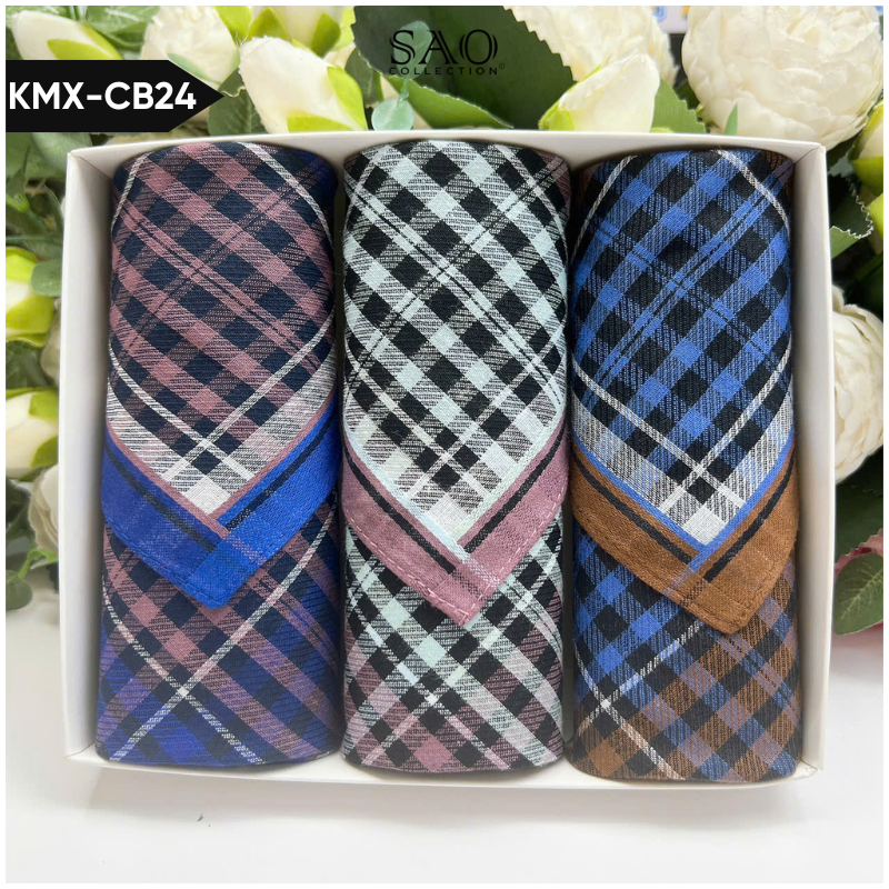 Khăn Tay Nam Set 3 Khăn Mùi Xoa Cotton Mềm Mại Thấm Hút Tốt Quà Tặng Dành Cho Nam (KMXCB24)