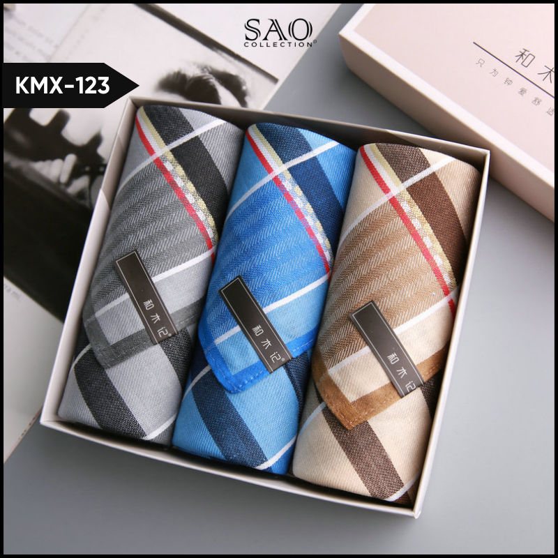 Master Khăn Mùi Xoa, Khăn Tay Nam HMJ Luxury Kèm Hộp Quà Tặng Sang Trọng (KMX123)