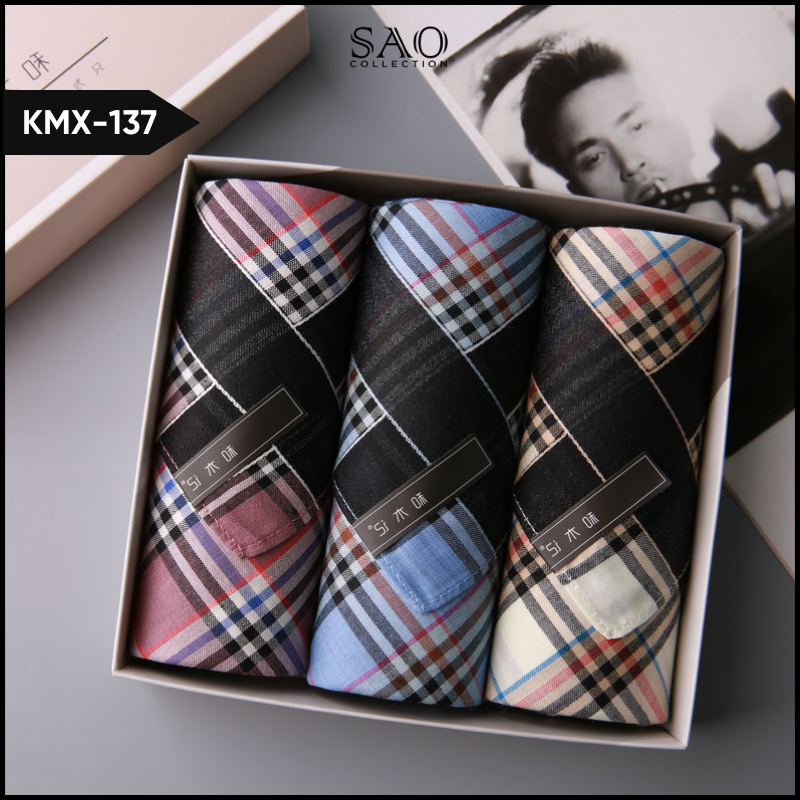 Master Khăn Mùi Xoa, Khăn Tay Nam HMJ Luxury Kèm Hộp Quà Tặng Sang Trọng (KMX137)