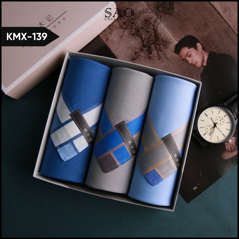 Master Khăn Mùi Xoa, Khăn Tay Nam HMJ Luxury Kèm Hộp Quà Tặng Sang Trọng (KMX139)