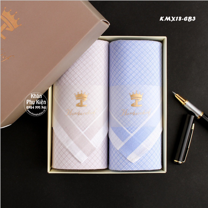 Khăn mùi xoa, khăn tay nam cao cấp - Mã KMX18 (combo fullbox)