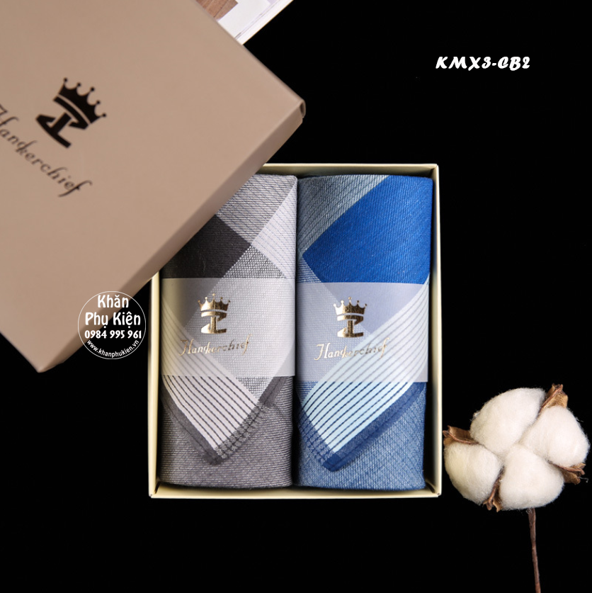 Khăn mùi xoa, khăn tay nam cao cấp - Mã KMX3 (combo fullbox)