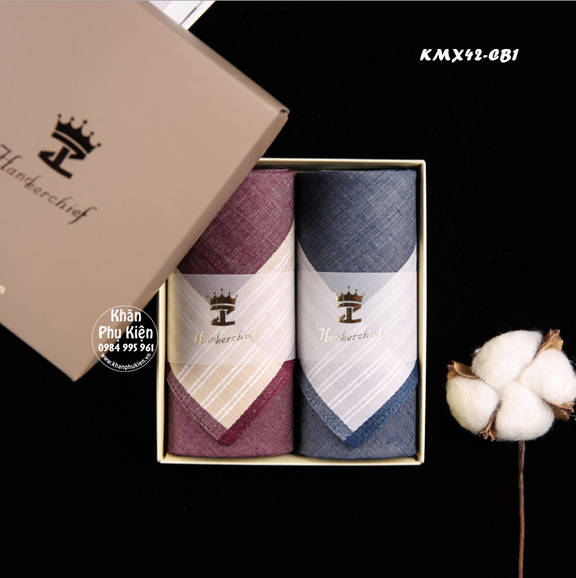 Khăn mùi xoa, khăn tay nam cao cấp - Mã KMX42