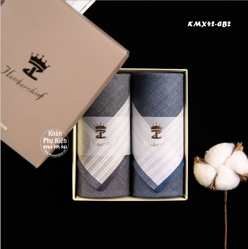 Khăn mùi xoa, khăn tay nam cao cấp - Mã KMX42