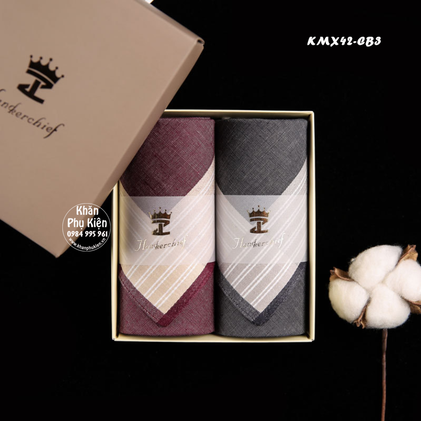 Khăn mùi xoa, khăn tay nam cao cấp - Mã KMX42