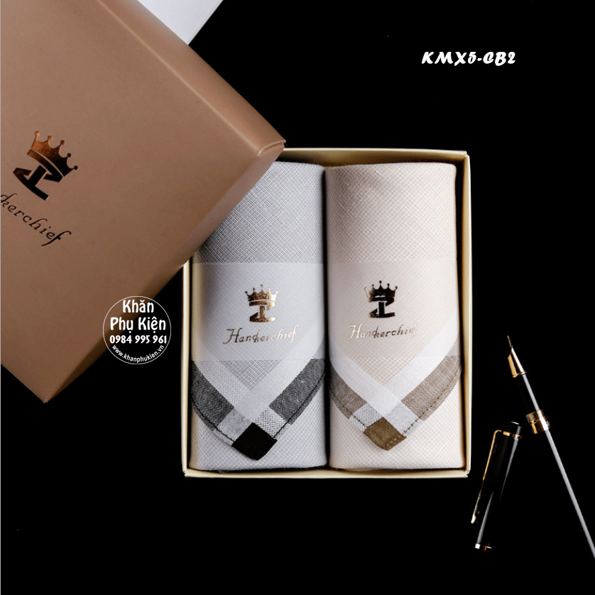 Khăn mùi xoa, khăn tay nam cao cấp - Mã KMX5 (combo fullbox)