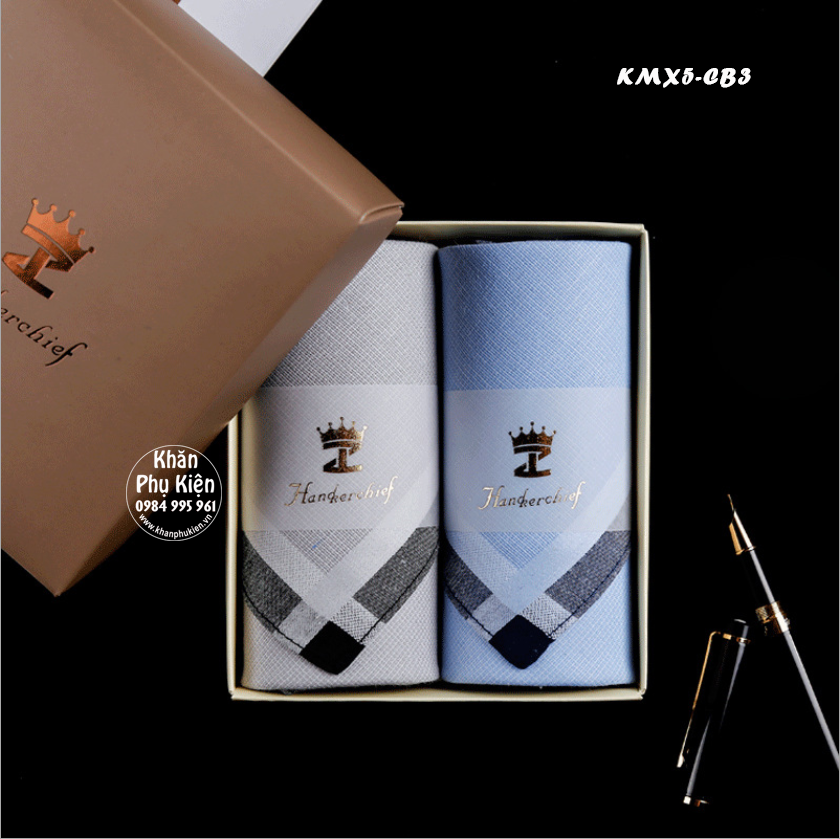 Khăn mùi xoa, khăn tay nam cao cấp - Mã KMX5 (combo fullbox)
