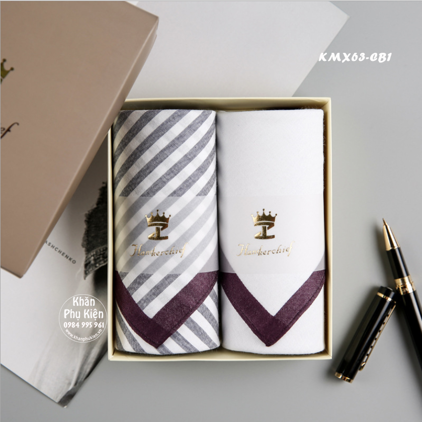 Khăn mùi xoa, khăn tay nam cao cấp - Mã KMX63