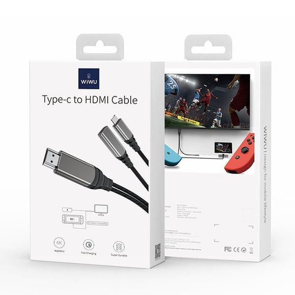 Bộ cáp chuyển đổi Type C sang HDMI, tương thích với Ipad Pro chuẩn C,Nintendo Switch, PS4, chất lượng 4K WiWu X10