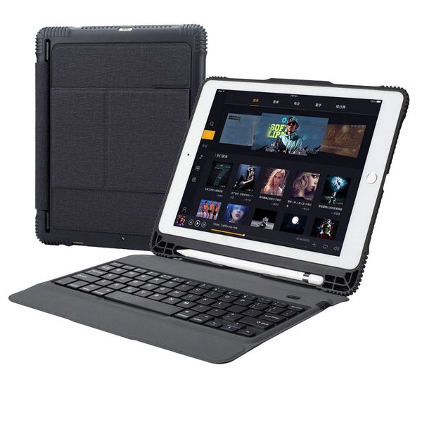 Bàn phím bluetooth có đèn kèm bao da case rời và khay đựng bút Pencil choi Pad Air 2 , Pro 9.7, iPad 2018, 2017 Promax TC107