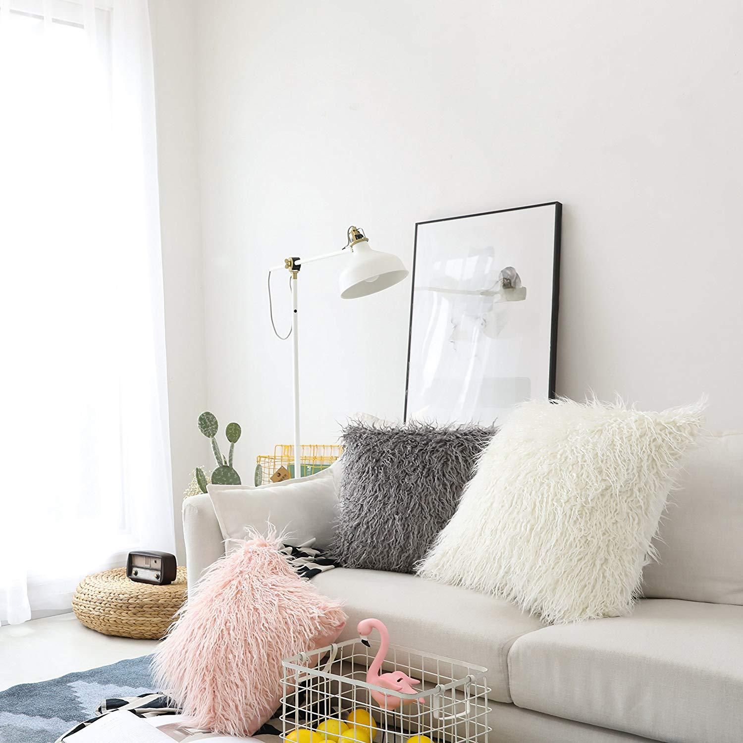 Vỏ Gối Tựa Lưng Lông Cừu Dài Sang Trọng 50x50cm