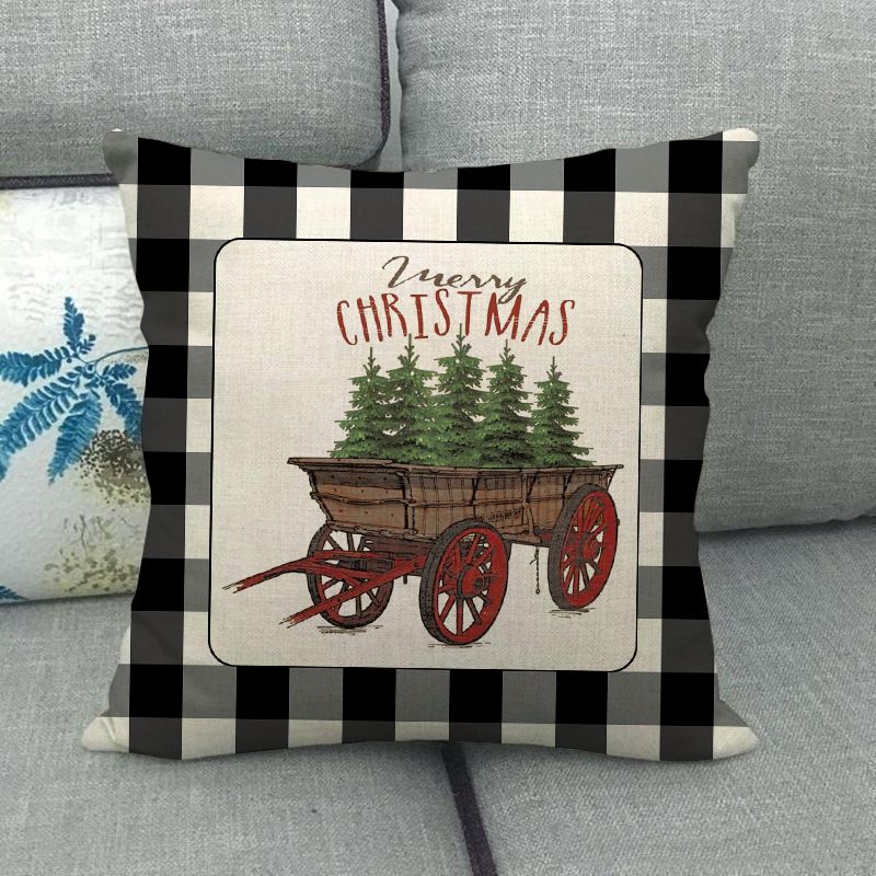 Gối Tựa Lưng Caro Trắng Đen Nai Chrismas
