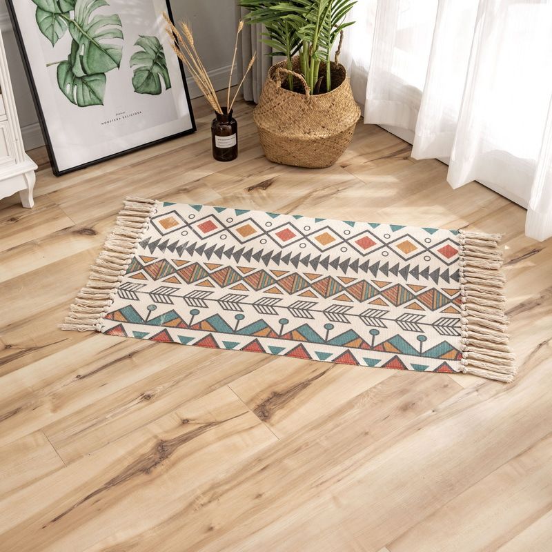 Thảm Canvas Trải Chân Giường Boho Trang Trí Phòng Có Nhiều Size