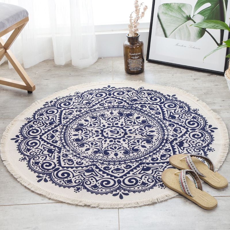 Thảm Canvas Tròn Tua Rua Scadivian Thổ Cẩm